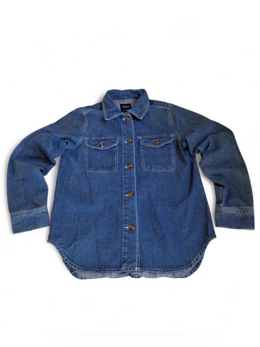 Cavalini Men's Mid Wash Denim-Style Button Down Shirt